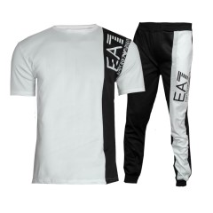 ست تیشرت شلوار EA7 سفید مشکی مدلWE82