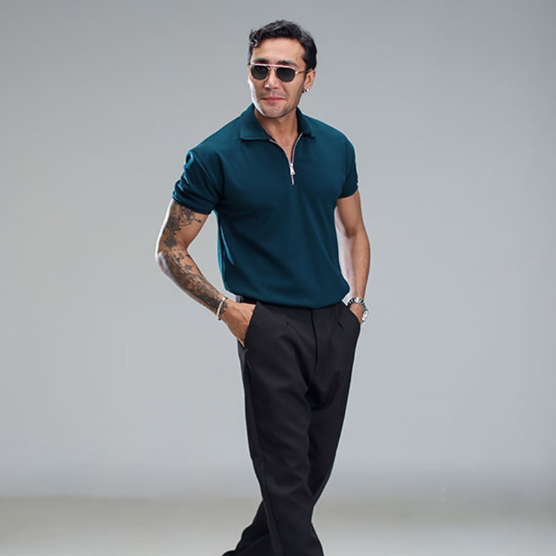 تیشرت مردانه یقه زیپ دار مدل Arban ( درچند رنگبندی )